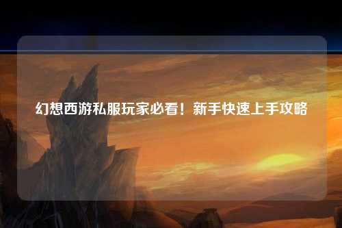 幻想西游私服玩家必看！新手快速上手攻略